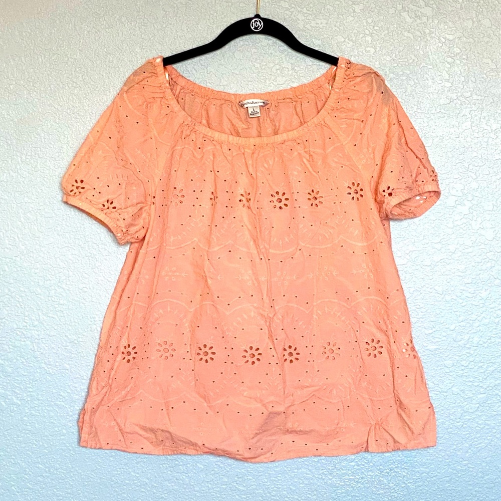 Salmon Blouse with Crochet Details